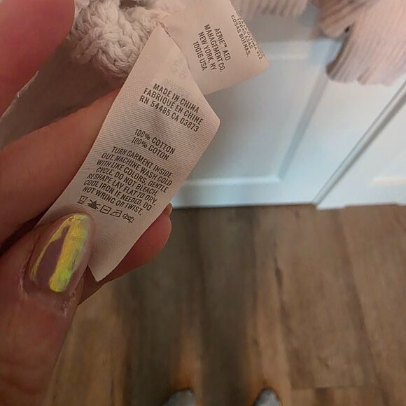 Aerie Womens Cropped Knit Zip up Hoodie - Ivory - Large Retail $69 - Picture 3 of 3